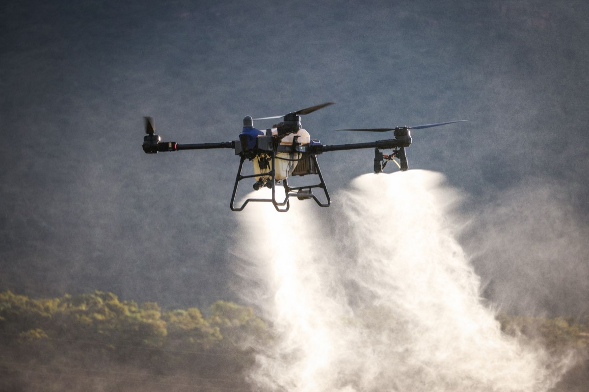 Modern agricultural technology using drones for crop monitoring in large fields