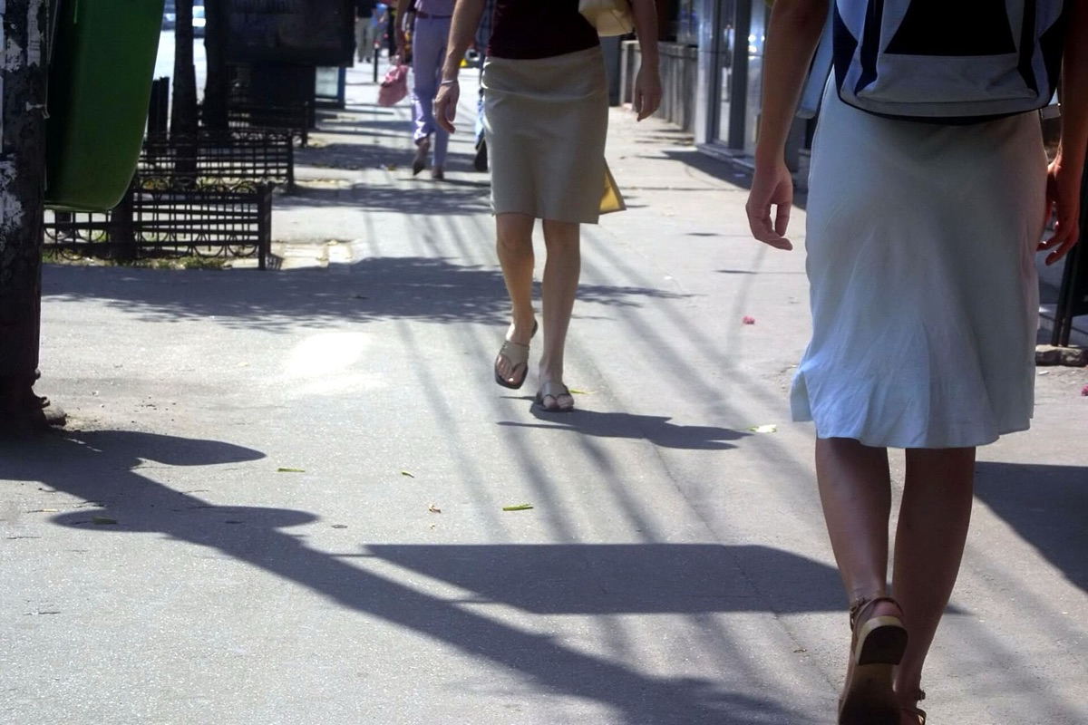 Urban street with people in Brazil