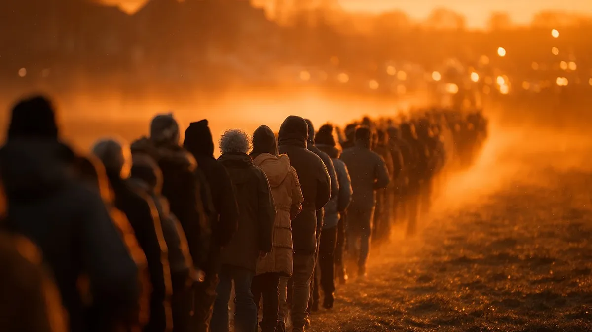election, voting, queue, line, dawn, people, crowd, sunrise, strong, light, horizon, orange, darkness, democracy, civic, sunlight, distance, nature, beauty, com