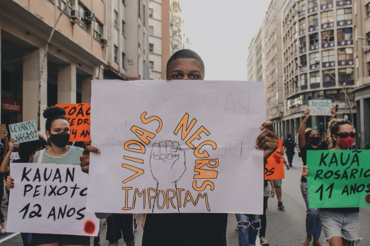 Protesters in Rio de Janeiro, 2020