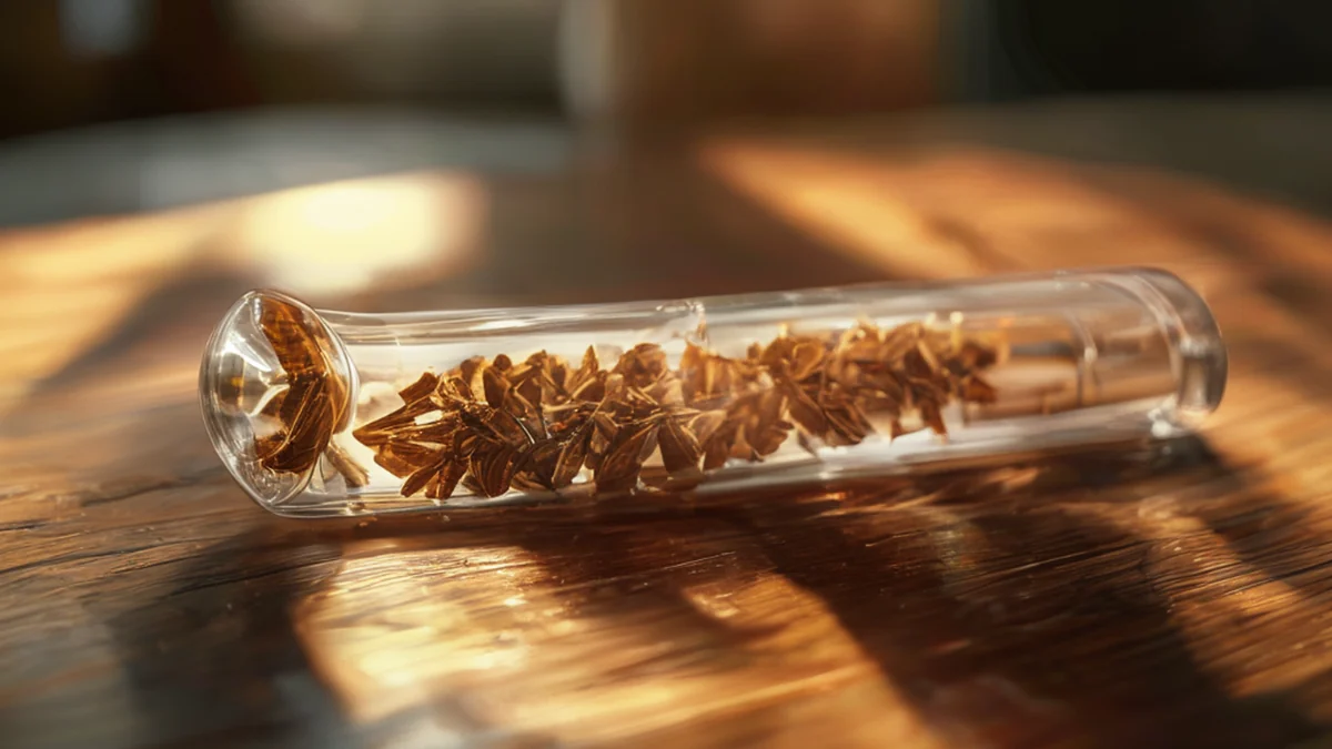 Una foto de un tubo de tabaco, mostrando su forma cilíndrica y su superficie texturizada.